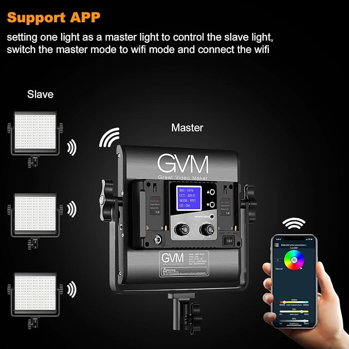 GVM RGB LED Video Light with Tripod Stand Barndoors, APP Control Panel Studio Lighting Kit, 3200K-5600K Dimmable, CRI97, Key Light for Photography, Video Recording, YouTube, Live Streaming, 800D - Image 6