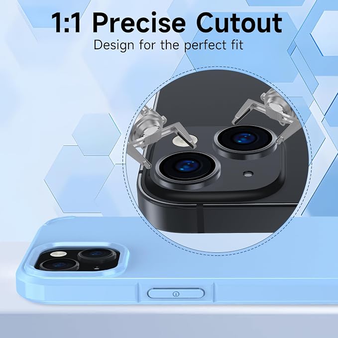 YWXTW for iPhone 15/15 Plus/ 16e/ 17e Camera Lens Protector, Individual Anti Scratch Metal Ring Tempered Glass Camera Screen Protector for iPhone 15 Accessories, Case Friendly (Black) - Image 4