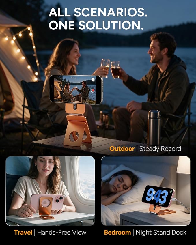1ST IDEA for MagSafe Tripod Stand Ultra-Thin 0.23" | Aluminum Alloy Magnetic Tripod for iPhone, Flexible 20x Magnet Phone Stand Gift Accessories for Women Men for iPhone 17 16 15 14 13 12 Series - Image 5