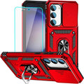 HNHYGETE for Galaxy S23 Plus Case with Screen Protector: [Military Grade 20ft. Drop Tested] Slide Camera Cover Ring Shockproof Protective Phone Case for - Samsung Galaxy S23 Plus (Red) by HNHYGETE