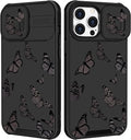(2in1 for iPhone 13 Pro Max Case for Women Butterfly Girly Phone Cover Cute Black Butterflies Unique Design with Slide Camera Cover Protective Fashion Cases for Apple 13 Pro Max 6.7'' by Goocrux