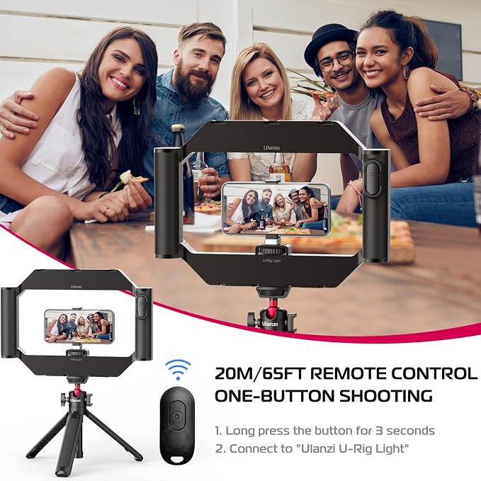 ULANZI Smartphone Video Rig with Light, U-Rig Light Cell Phone Handheld Stabilizer with Ring Light 2500K-9000K CRI 90+ for Filmmaking Live Steam YouTube Video Recording, with 5000mAh Build-in Battery - Image 4