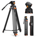 K&F CONCEPT 80" Video Tripod with Fluid Head | Heavy Duty Aluminum Tripod, Smooth Damping, Quick Release Plate for DSLR/Mirrorless/Camcorder, Max Load 17.6lb, VA3+BV70 by KFCONCEPT