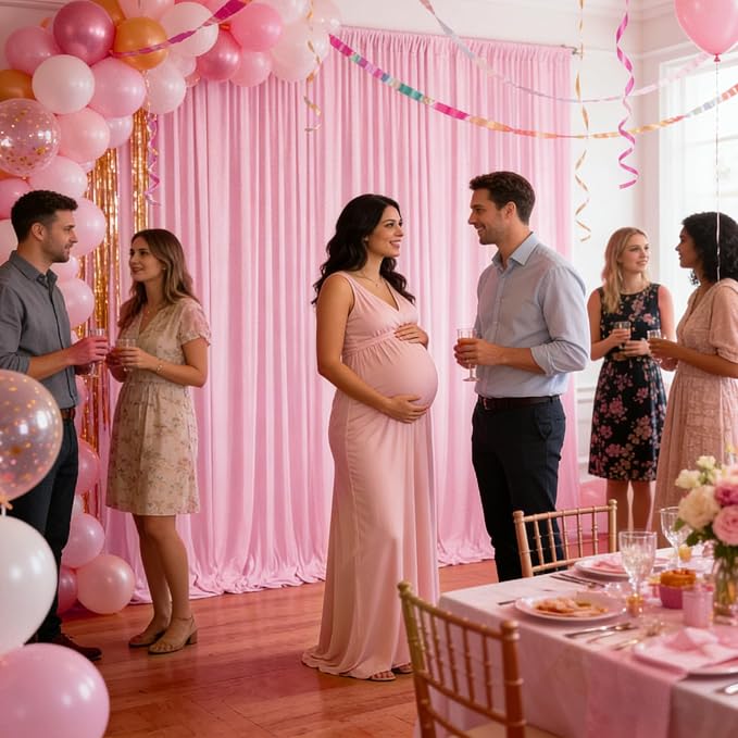 10ft x 10ft Light Pink Backdrop Curtains for Parties, Polyester Fabric Backdrop Drapes with Rod Pockets for Weddings, Birthday, Photography, Mother's Day, Graduation Party Background Curtain, 2 Panels - Image 5
