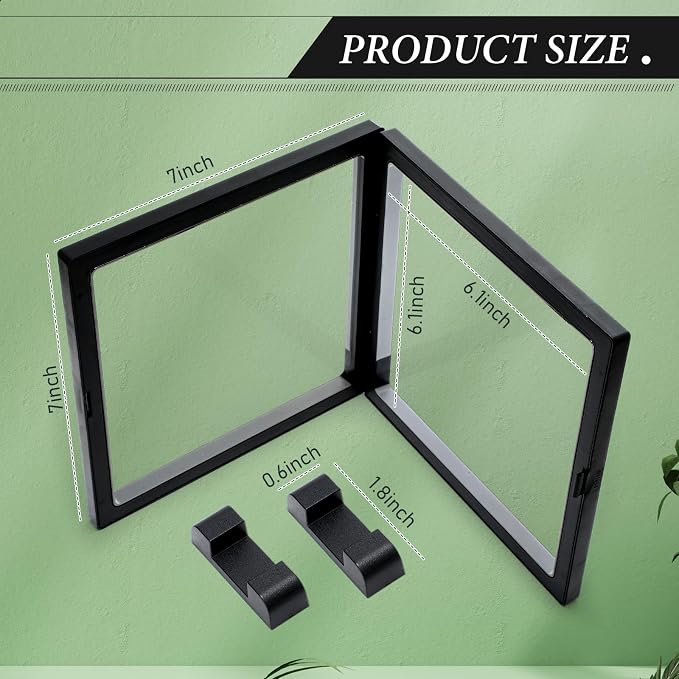 Harloon 12 Pcs 3D Floating Display Case, Black, 7 x 7 x 0.8, Square | 3D Floating Frame for Challenge Coins, Medallions, Fossils, Gemstones, Jewelry, Collectibles Shadow Box Display Holder - Image 2