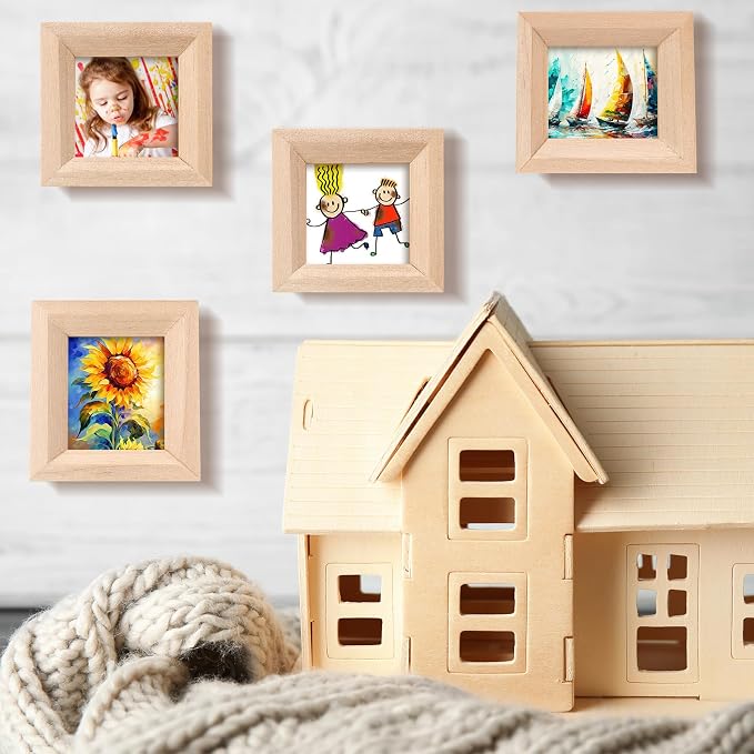 Halloscume 12 Pcs Dollhouse Picture Frames 1:12 Scale Miniature Picture Frames for Dollhouse Small Photo Frame Mini Wooden Dollhouses Accessories Mini House Decoration Simulation (Small) - Image 6