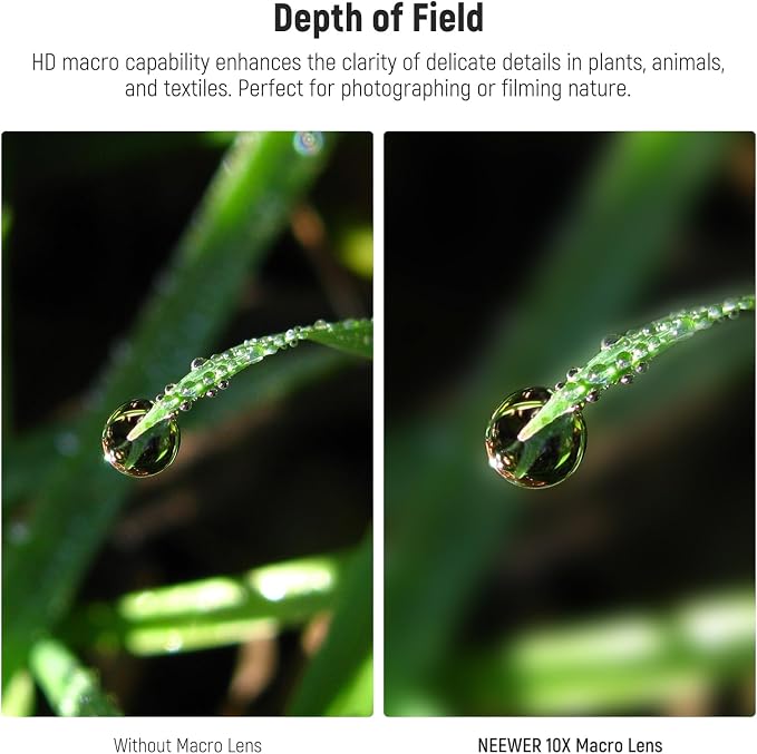 NEEWER 10X Macro Lens with 17mm Thread Clip and Detachable Diffuser Hood, Also for 17mm Threaded Phone Cage/Case/Clamp/Backplate, LS-28 PRO - Image 2