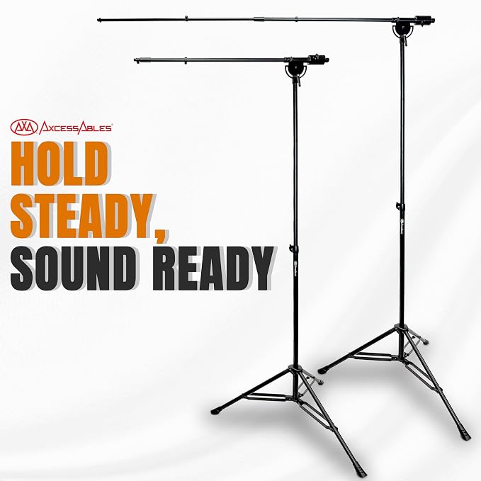 AxcessAbles AXCMB-T Heavy Duty Microphone Boom Stand with Weighted Tripod Base | 80.5-inch Height Overhead Mic Stand | 65.5-Inch Boom Arm Stand | Shotgun Video Mic Stand | All Metal Construction - Image 4