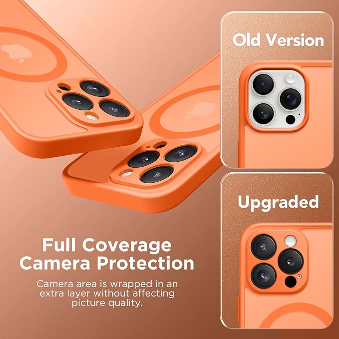 CAPRARO for iPhone 16 Pro Case, Compatible with MagSafe | Upgraded [Full Camera Protection] Protective Translucent Matte Women Girl Magnetic Phone Case Cover, Orange Yellow - Image 6