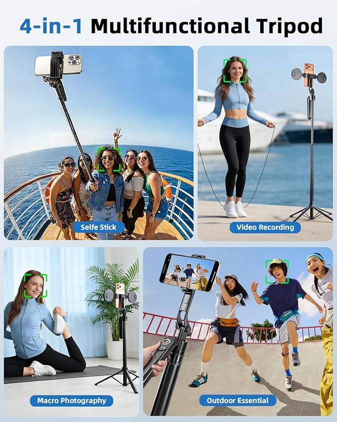 Auto Face Tracking Selfie Stick Tripod for iPhone with Light 360° Rotation that Follows Your Movement 70.9" Camera Tripod Stand with Remote for Content Creator Vlog Live Stream Video Recording - Image 5