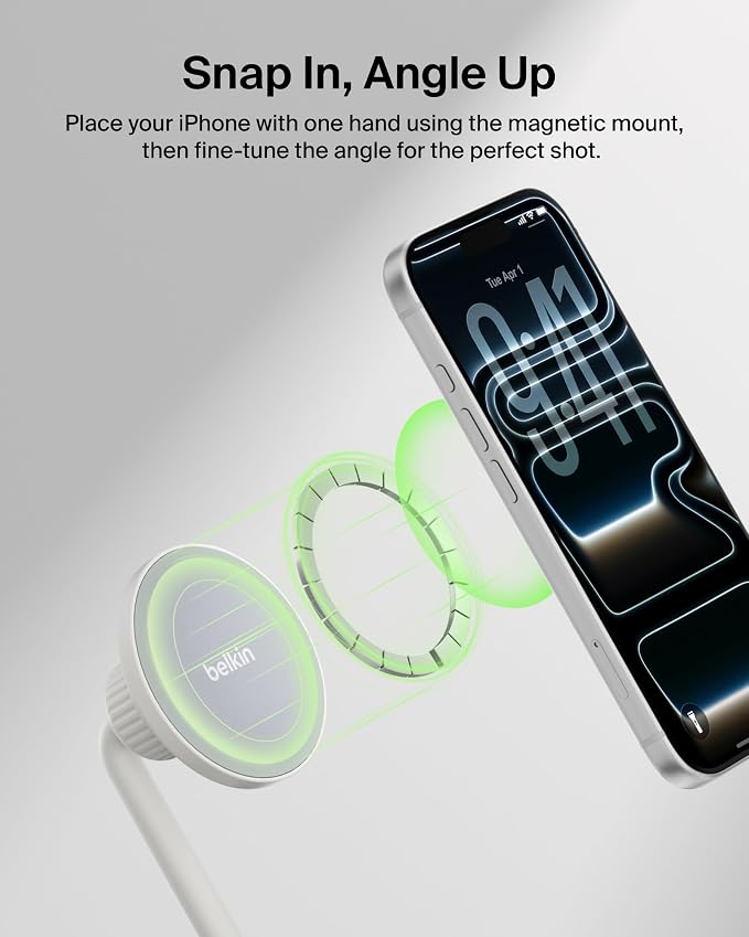 Belkin Stage Magnetic Tripod Phone Mount, MagSafe & Qi2 Compatible | 360-degree rotating holder, for iPhone 17 & 16, Android, TikTok, YouTube, streaming, influencer content - Image 2