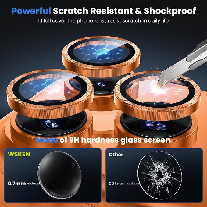WSKEN for iPhone 17 Pro/iPhone 17 Pro Max Camera Lens Protector | Original Shooting Mode, Individual Metal Cover Film, Shatterproof HD Tempered Glass Camera Screen Protector, Cosmic Orange - Image 4