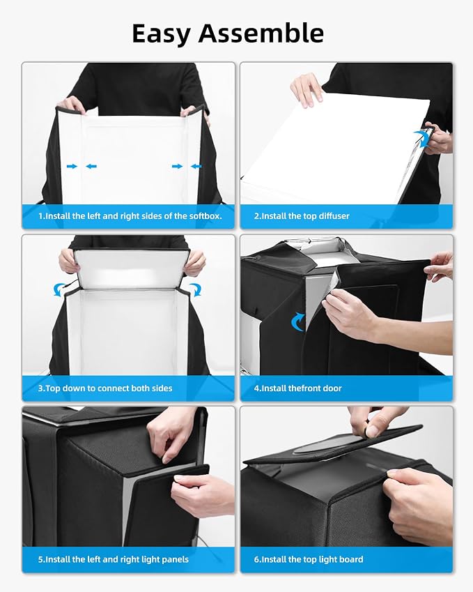 Portable Light Box Photography 16"x16" Upgrade Dimmable Photo Soft Box | Middle Studio for Jewelry & Small Products. 480 LED Lights True Color, Dimmable. Sturdy Build, 4 Backdrops, 10s Fold Setup - Image 7
