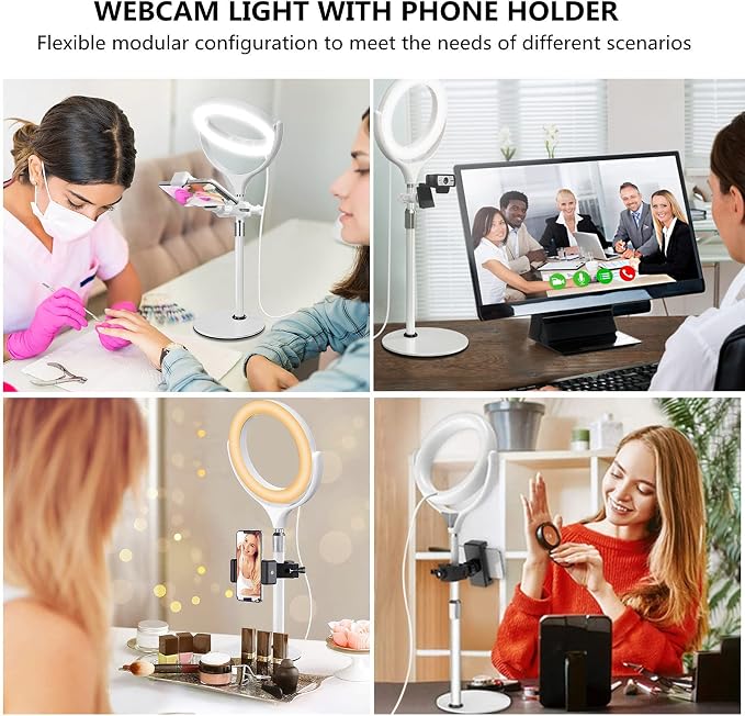 Zoom Lighting for Computer, 8 inch Ring Light with Stand for Desk | Adjustable Circle Light for Video Conference, Zoom Meeting, Video Recording, Zoom Call, Streaming, Podcast，Webcam - Image 9