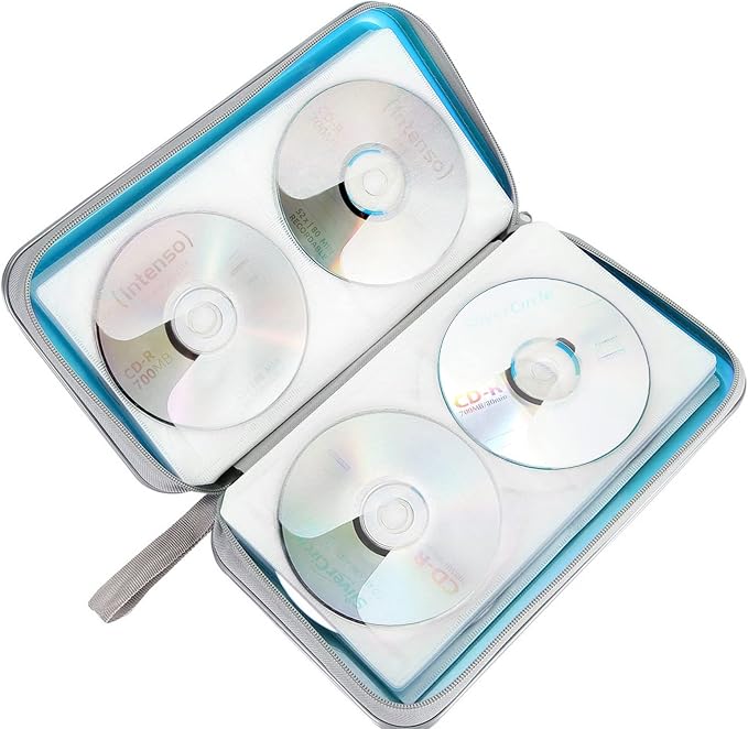 Siveit CD DVD Cases 96 Capacity Disc Storage Binder for Car(Sky Blue) | Hard Plastic CD DVD Disc Cases Storage Binder Wallet for Car Home Office Travel - Image 5