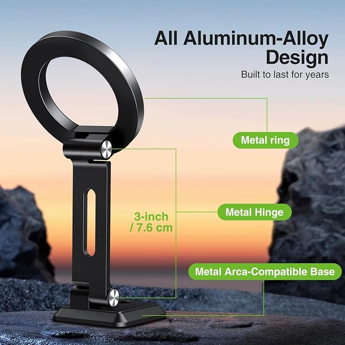 elitehood Magnetic Phone Tripod Mount with Arca Port & 1/4-20 for Magsafe | Aluminum Adjustable iPhone Tripod Mount Attachment for Professional Camera Tripod Video Recording, Streaming, Vlogging - Image 3