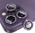 Choiche for iPhone 14 Pro/iPhone 14 Pro Max Camera Lens Protector | Ultra HD, Bling 9H Tempered Glass Camera Cover Screen Protector Metal Ring Decoration Accessories (Glitter-Purple) by Choiche