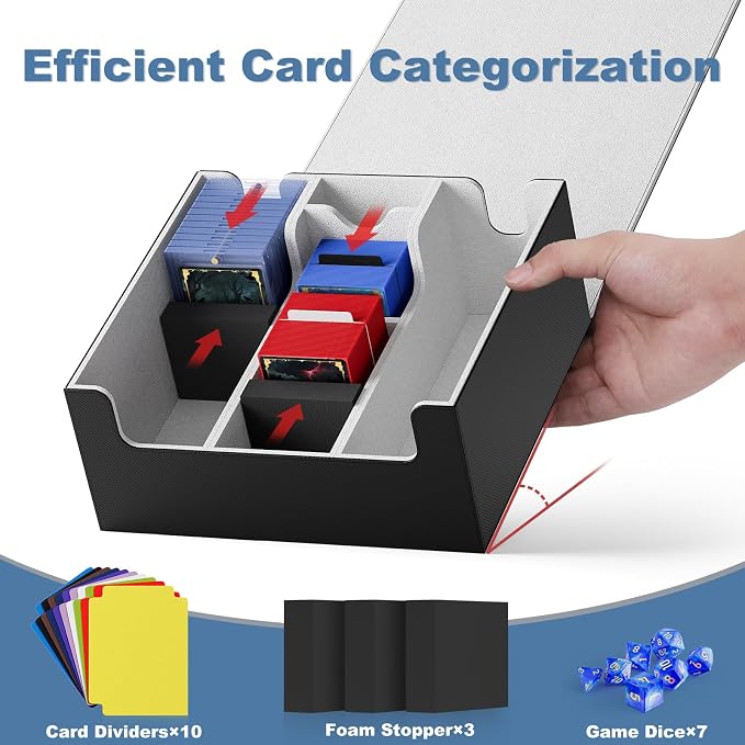 Mlikero Card Deck Case, Trading Card Storage Box for Magnetic Cards Holder and Hard Plastic Cards Protectors, Leather Magnetic Closure Deck Box Fit for MTG, TCG - Image 3