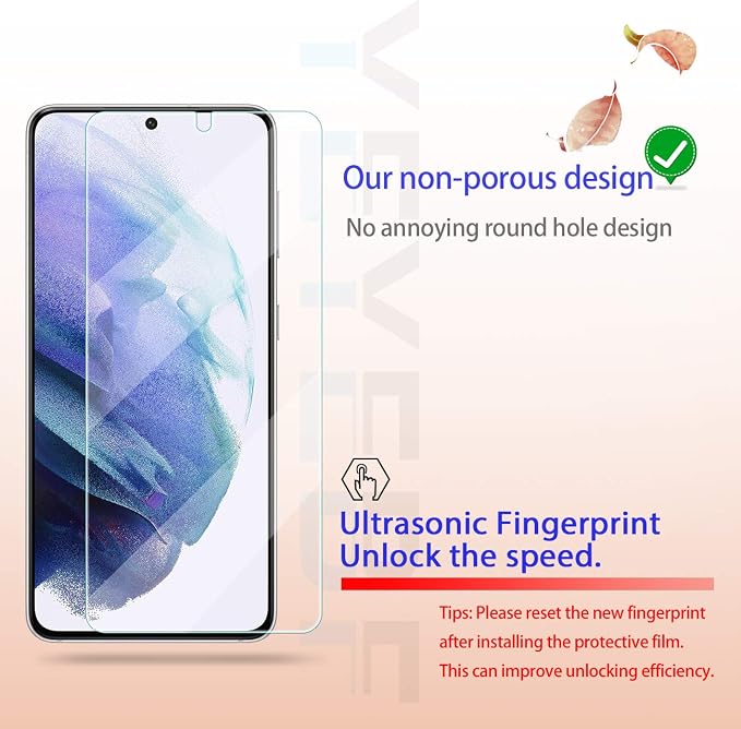 Galaxy S21 HD Clear Tempered Glass Screen Protector + Camera Lens Protectors, [2+2 Pack] [3D Glass] [Fingerprint Support] Screen Protector Glass For Samsung Galaxy S21 - Image 4