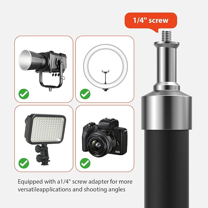 10ft 118" Heavy Duty Photography Light Stand, Ringlight Tripod-Ø32mm | 10ft Ø32mm heavy-duty photography light stand with 1/4" screw, height adjustable support for ringlight studio Reflectors - Image 4