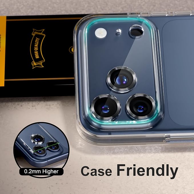 for 6 Pack iPhone 17 Pro Max Camera Lens Protectors, CD Black | [Drop Protection] [Case Friendly] [Easy Installation] 9H Tempered Glass Camera Screen Protector Cover Accessories 6.9-inch - Image 6