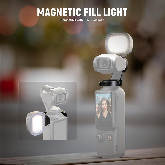 NEEWER Basic M21 Magnetic Light Compatible with DJI OSMO Pocket 3 Xtra Muse | Gimbal Camera Auxiliary Light, 1.3W USB C Rechargeable Plastic Mini LED Fill Light Attachment, Selfie Vlog Video Recording - Image 2