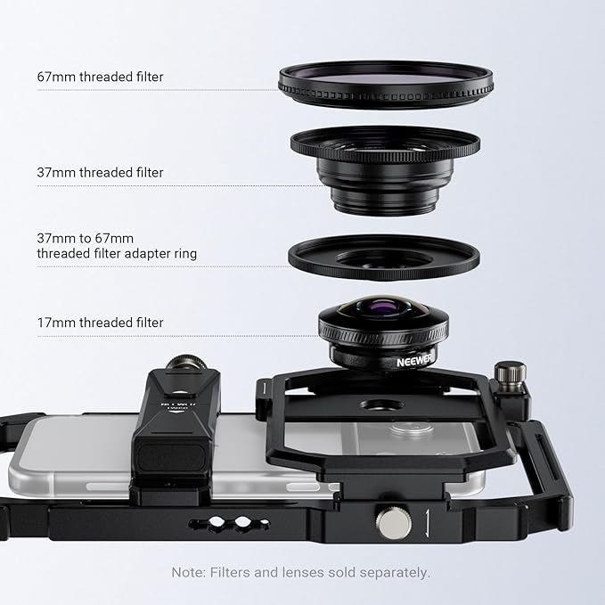 NEEWER Universal Phone Cage Video Rig Stabilizer with 17mm to 37mm & 67mm Lens Filter Adapter Ring Accessories Compatible with iPhone Android Samsung for Video Recording Streaming Photography, PA058 - Image 3