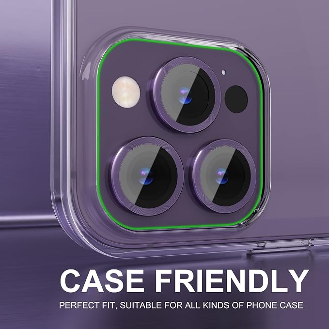Choiche for iPhone 14 Pro/iPhone 14 Pro Max Camera Lens Protector | Ultra HD, 9H Tempered Glass Camera Cover Screen Protector Metal Ring Decoration Accessories (Purple) - Image 4
