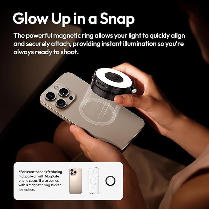 Magnetic Selfie Light, Upgraded ULANZI LM23 360° Phone Ring Light for iPhone Magsafe with Mirror & Stand, LED Phone Fill Lights for Selfies/Video Calls/Vlogging/Makeup - White - Image 5