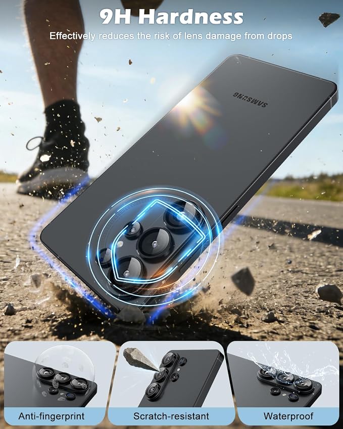 CloudValley for Samsung Galaxy S26 Ultra Camera Lens Protector | 9H Tempered Glass + Aluminum Alloy Lens Protective Ring Ultra-HD Individual Lens Cover,Black - Image 3