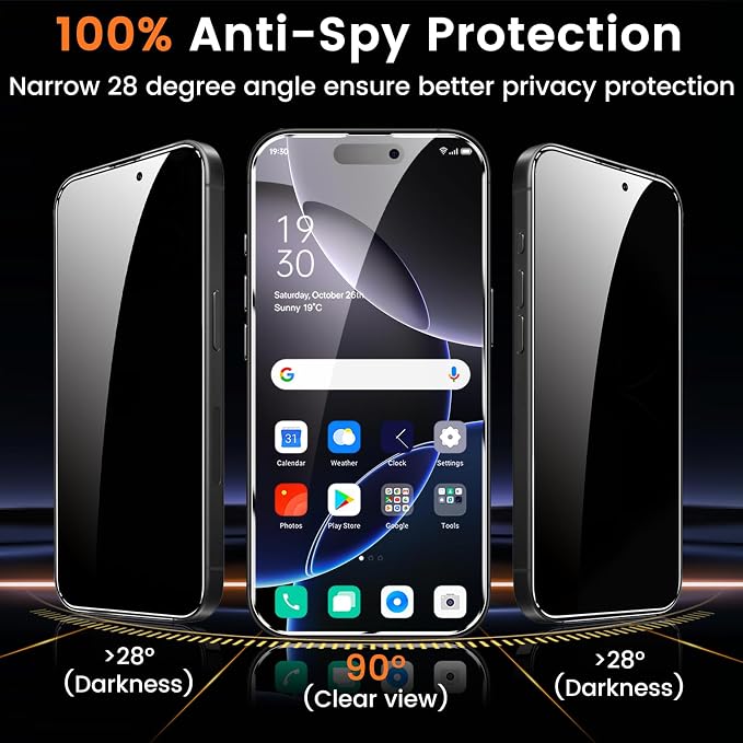 Lesakit 4+4 Pack Privacy Screen Protector for iPhone 16 Pro 6.3-Inch with 4 Pack Camera Lens Protector, Anti Spy Tempered Glass Film 9H Hardness Case Friendly - Image 3