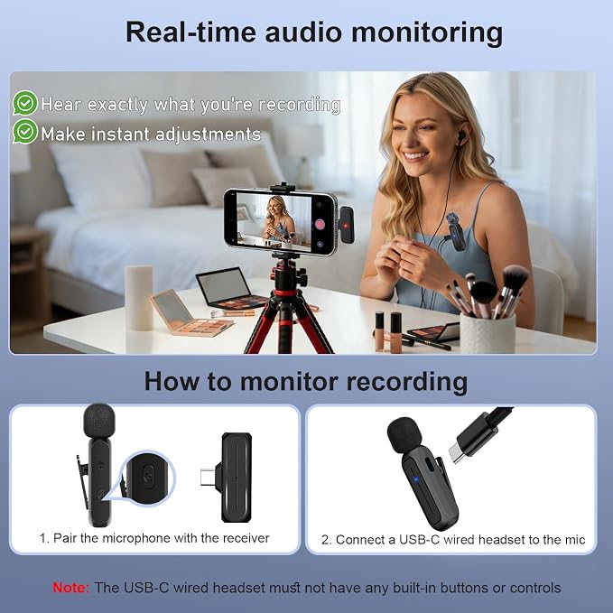 Wireless Mini Lavalier Microphone for iPhone, Android w/ Charging Case | Microphone for Content Creators, 65ft Clip on Dual Mics for TikTok, YouTube, Noise Reduction,Clear Voice, 6H Working Time - Image 7