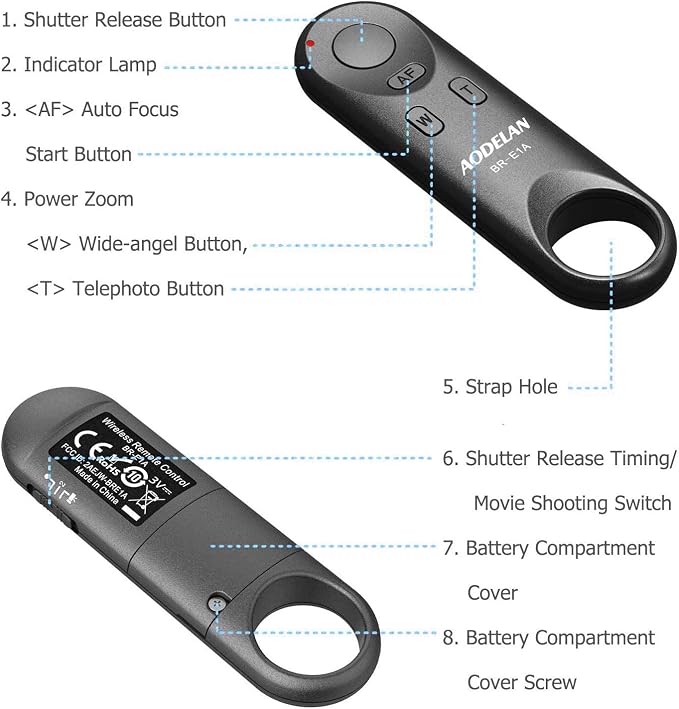 Wireless Camera Remote Shutter Release Control for Canon Replace BR-E1 | for Canon R3/ R7/ R10/ M50/ EOS M6 Mark II/ R/ RP/ 90D/ 6D Mark II / R5/ R6/ 800D/ 850D/ 250D/ Rebel SL2/ T7i / G5 X Mark II - Image 9