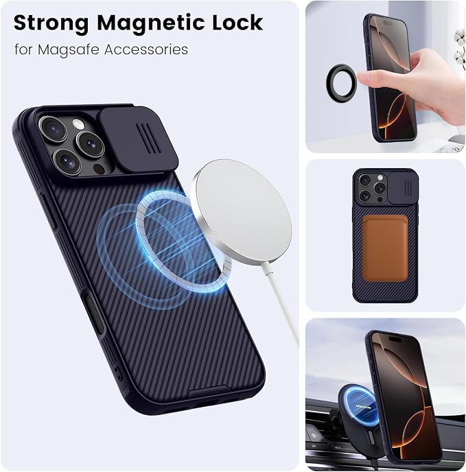Nillkin Magnetic for iPhone 16 Pro Max Case, Upgraded Slide Camera Protection, Compatible with Magsafe, Slim Shockproof Protective Phone Case for 16 Pro Max 6.9 inch, Dark Pueple - Image 2