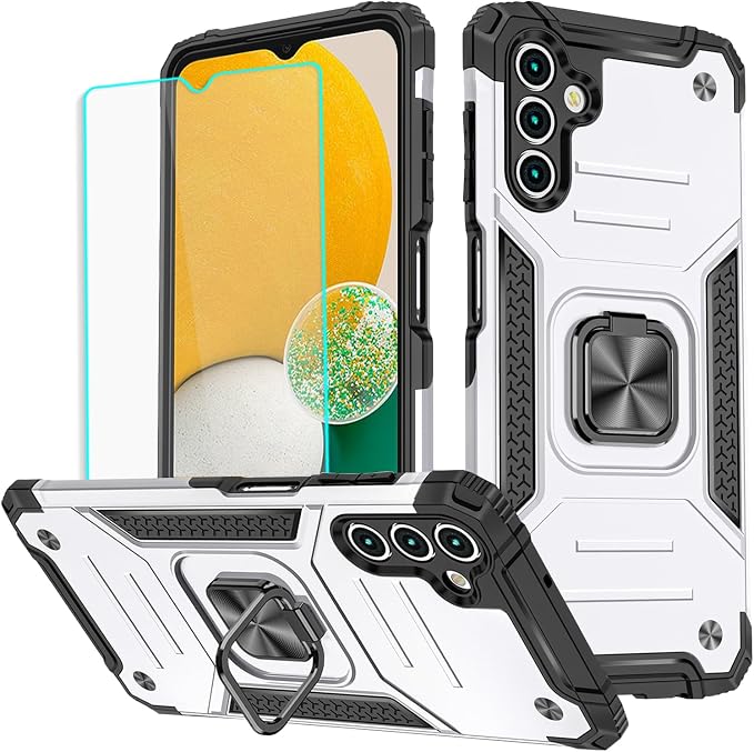 HNHYGETE for Samsung A13 5G Case, Galaxy A13 5G Case with Screen Protector, 360°Military Grade Rotatable Kickstand (Heavy Duty) Protective Cases for Samsung Galaxy A13 5G (Silver) by HNHYGETE