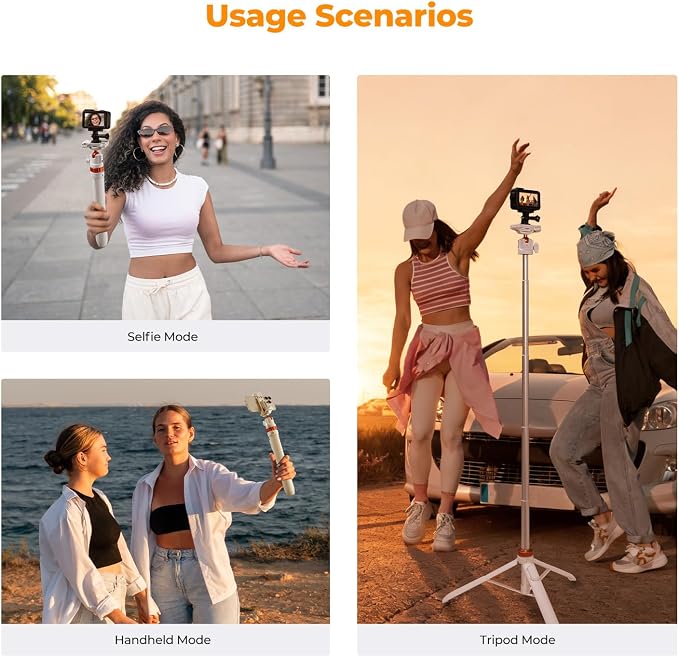 K&F CONCEPT 62'' Selfie Stick Tripod. | 2-in-1 Phone Holder, 360°Ball Head Compatible with DJI Osmo Pocket 4/3 GoPro 13/12 iPhone17. MS08 - Image 8