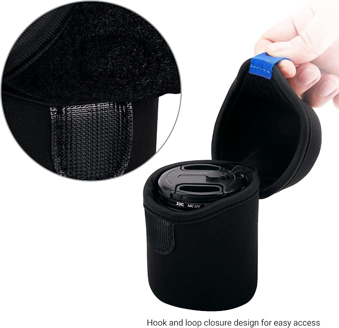 JJC Small Neoprene Camera Lens Pouch Case, Fits Lens up to 2.6 x 3.1inches | Water-Resistnat, Fold Over Closure, Compatible with Canon RF 50mm f/1.8, Sony FE 55mm f/1.8, Sigma 56mm f/1.4 - Image 4
