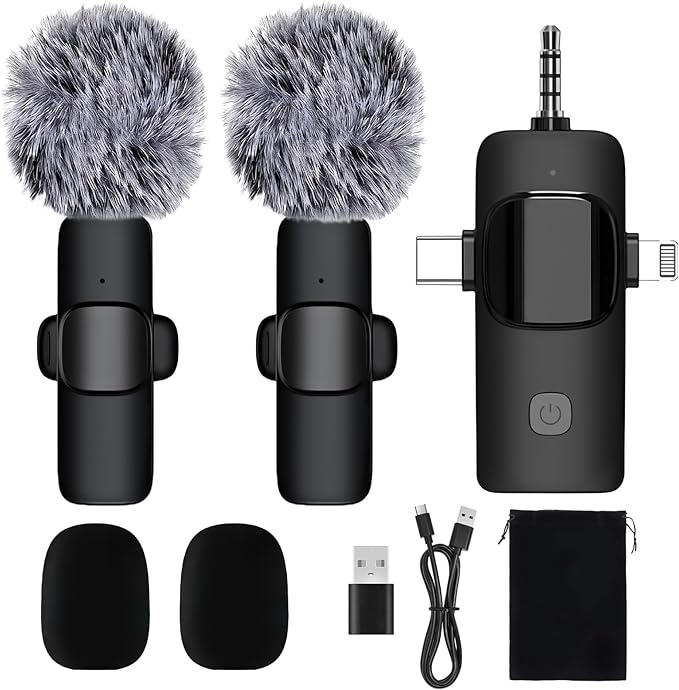 Labstandard 3-in-1 Wireless Lavalier Microphone for iPhone & Android - Studio Quality Sound with Noise Cancel, Plug & Play Mini Mic for Recording, Vlogging & Live Streaming by Unknown