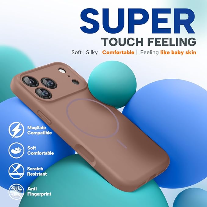 Miracase Silicone & Magnetic for iPhone 17 Pro Max Case, Chocolate | Compatible with MagSafe, Camera Control Cover, Premium Silicone Cover Shockproof Drop Protection Phone Case for 17 Pro Max - Image 4