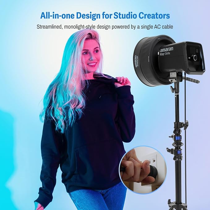 amaran Ray 360c 360W RGB LED Video Light APP/DMX Control 12 Effects | COB Continuous Output Lighting, Bowens Mount Portable Light for Photography, Studio,Video Recording (Ray 360c) - Image 2