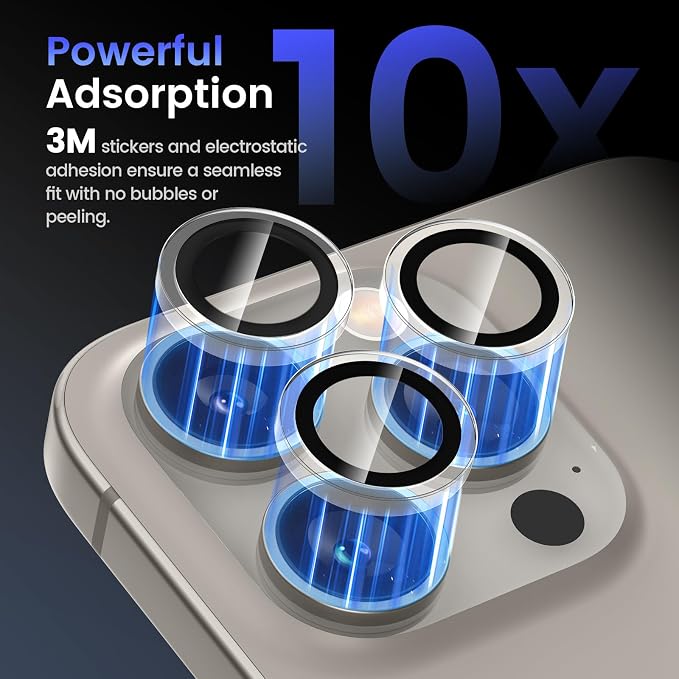 Tensea Camera Lens Protector Compatible for iPhone 17 Pro Max/17 Pro/15 Pro Max/15 Pro/16 Pro Max/16 Pro/14 Pro Max/14 Pro, Metal Tempered Glass Cover Camera Screen Protector Accessories,Case Friendly - Image 4