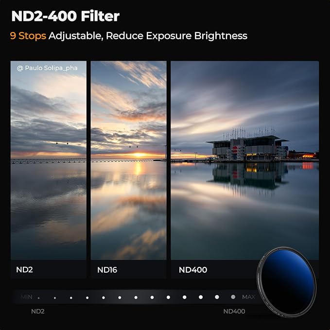 K&F CONCEPT 49mm UV/CPL/ND2-400 Len Filter Kit 3pc Multi-Layer Coatings | UV+Polarizer+Variable ND Lens Filters Kit (1-9 Stops)+Cleaning Cloth+Filter Pouch for Camera Lens Nano-K Series FS303 - Image 5