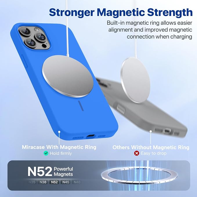 Miracase Silicone & Magnetic for iPhone 12 Pro Max Case, Mediterranean Blue | Compatible with MagSafe, Soft Microfiber Lining, Premium Silicone Case Shockproof Drop Protection Phone Case for 12 Pro Max - Image 7