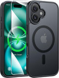 FNTCASE for iPhone 16 Plus Case, Fit for Magsafe, Screen Protector, Black | Translucent Matte Magnetic Back, 14FT Military Grade Drop Protection, Shockproof Protective Phone Cover by FNTCASE