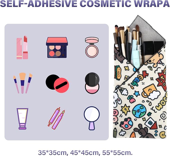 Walking Way Self-Adhesive Magic Cloth Makeup Bag, Portable Protective Cosmetic Pouch, Camera Lens Wrap, Stylish Travel Organizer for Beauty Essentials, Travel, Gifts & Daily Use - Image 2