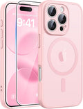 FNTCASE for iPhone 16 Pro Max Case, Fit for Magsafe, Glass Screen Protector | Full Camera Protection, Translucent Matte, 14FT Military Grade Drop Proof, Shockproof Protective Phone Cover, Light Pink by FNTCASE
