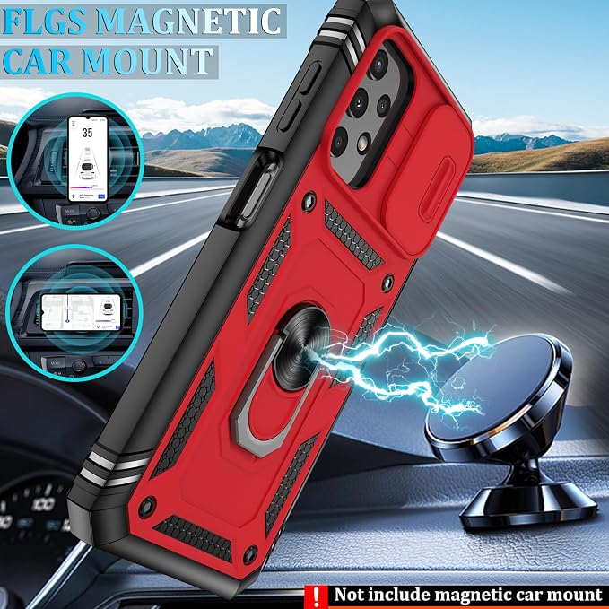 Gritup for Samsung Galaxy A13 4G Case with 2PCS Screen Protector, Build in 360° Rotating Ring Kickstand, Military Grade Protective Cover for A13 4G Phone, Red+Black - Image 6