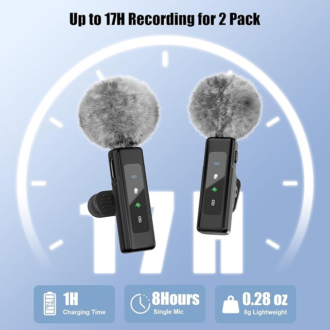 Wireless Mini Microphone for iPhone Android - 2 Pack Lavalier Mic | for Video Recording, Clip-on Lapel Mics Noise Reduction, Plug & Play Content Creator Mics for YouTube TikTok Podcast Vlogging - Image 5
