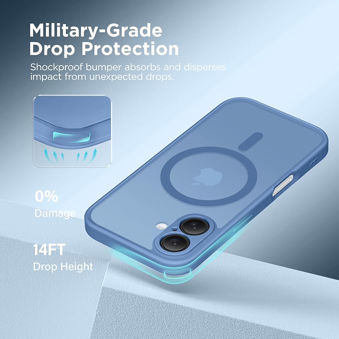 CAPRARO for iPhone 16 Case, Compatible with MagSafe Lake Blue | Upgraded [Full Camera Protection] Protective Translucent Matte Women Girl Magnetic Phone Case Cover, Lake Blue - Image 5