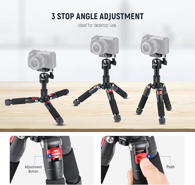 NEEWER Mini Desk Camera Tripod with Cell Phone Holder, 20"/50cm, TP-AAM521 | Compatible with iPhone Video Recording Filming, Small Portable DSLR Camcorder Webcam Stand, 360° Ball Head 1/4" QR Plate - Image 5